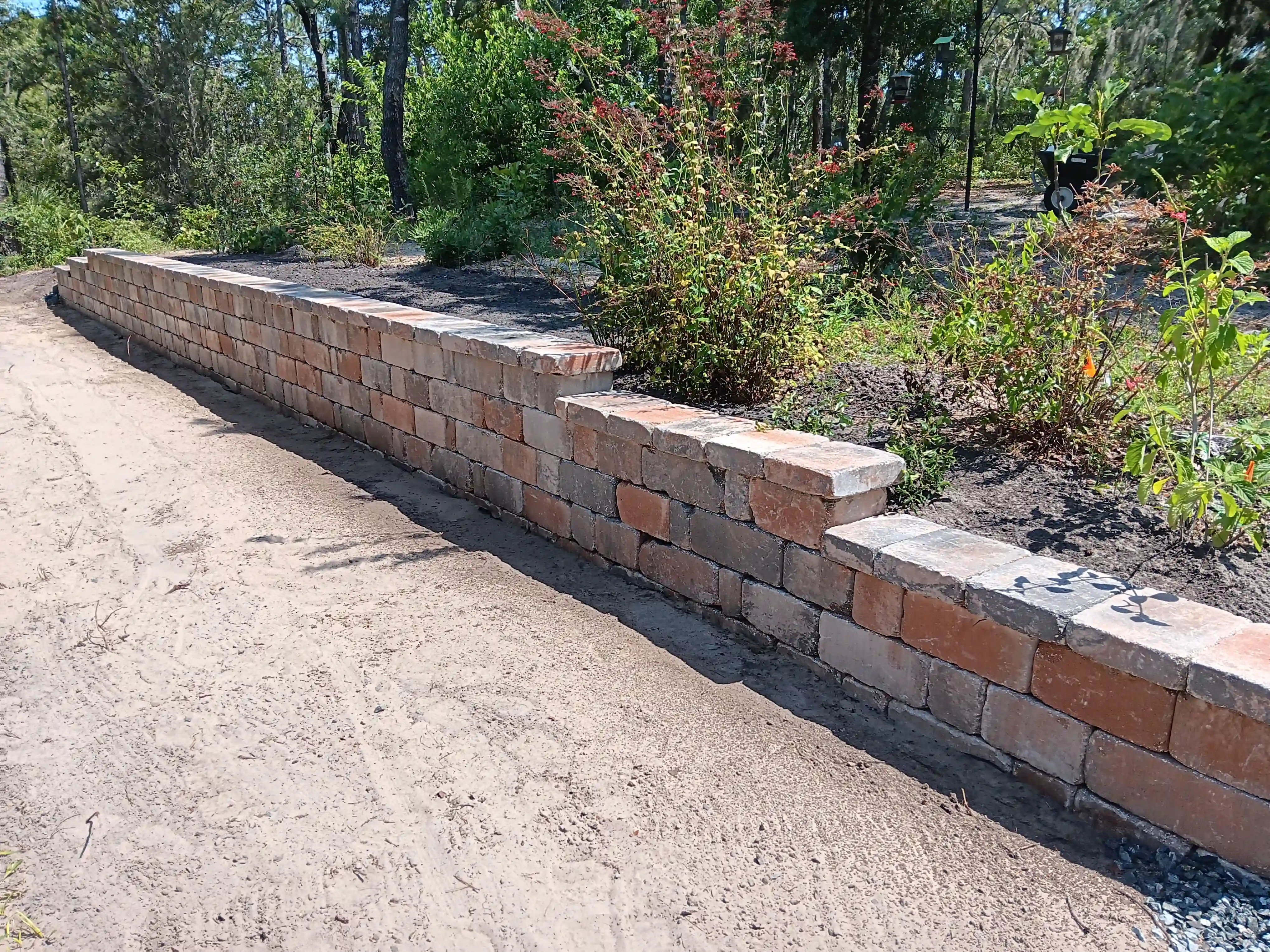 Stepped retaining wall